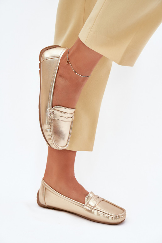Feminin Eko Haut Mokassins goldene Farbe Lenvie Feminin Eko Haut Mokassins goldene Farbe Lenvie