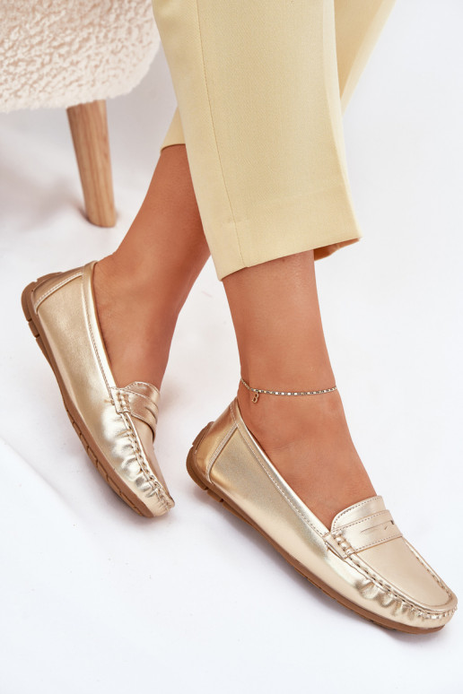 Feminin Eko Haut Mokassins goldene Farbe Lenvie Feminin Eko Haut Mokassins goldene Farbe Lenvie