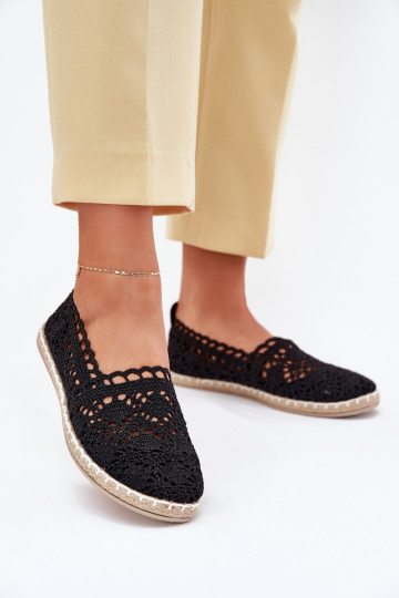 Espadrilles aus Spitze Feminin schZuarze Farbe Adelira 2
