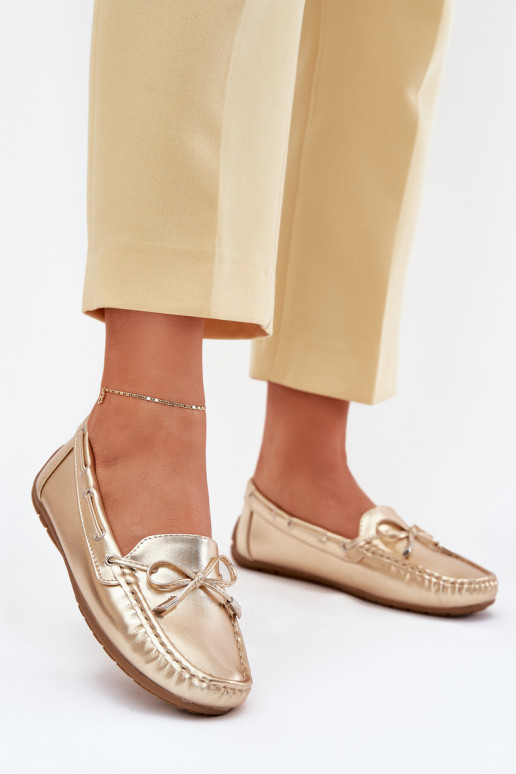 Feminin Eko Haut Mokassins goldene Farbe Si Passione Feminin Eko Haut Mokassins goldene Farbe Si Passione