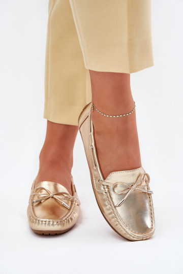 Feminin Eko Haut Mokassins goldene Farbe Si Passione 2