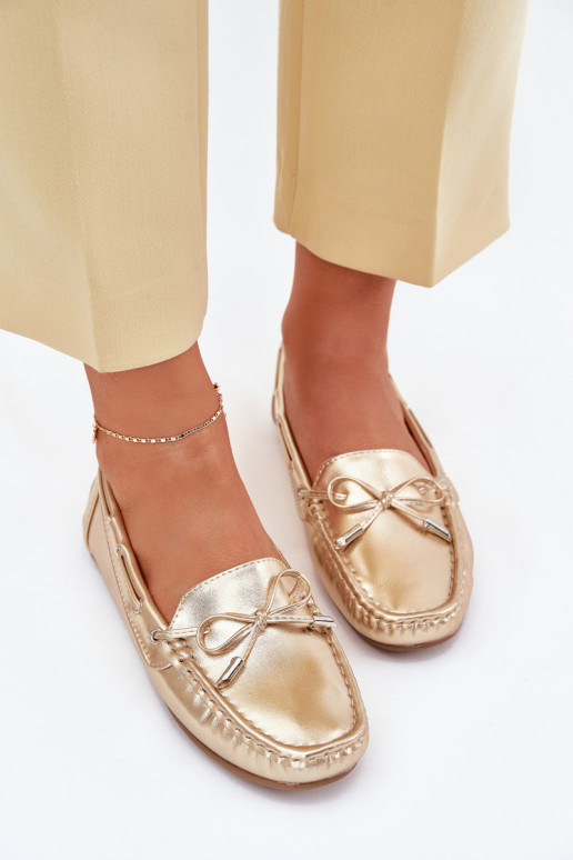 Feminin Eko Haut Mokassins goldene Farbe Si Passione Feminin Eko Haut Mokassins goldene Farbe Si Passione