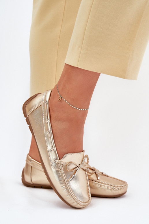 Feminin Eko Haut Mokassins goldene Farbe Si Passione Feminin Eko Haut Mokassins goldene Farbe Si Passione