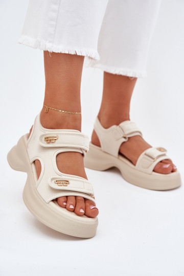 Damensandalen Ze goldene Farbemi Detalami Beige Luvira