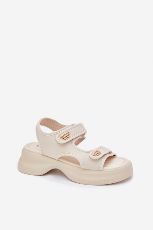 Damensandalen Ze goldene Farbemi Detalami Beige Luvira