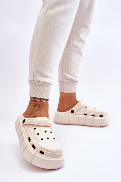 Flip-Flops im Crocs-Stil mit erhöhter Plattform Beige Beckett
