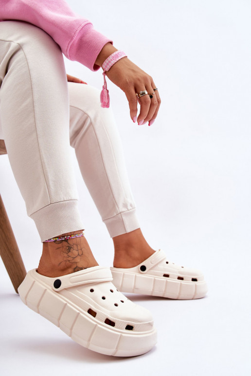 Flip-Flops im Crocs-Stil mit erhöhter Plattform Beige Beckett