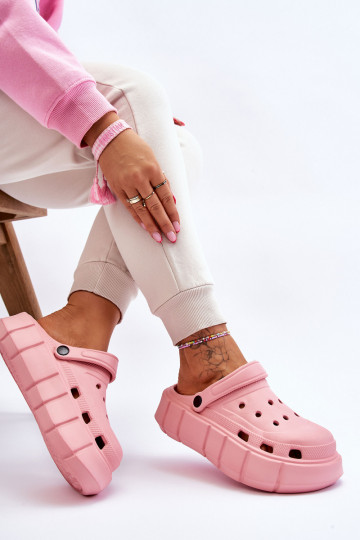 Flip-Flops im Crocs-Stil mit erhöhter Plattform pinke Farbe Beckett 2