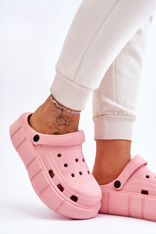 Flip-Flops im Crocs-Stil mit erhöhter Plattform pinke Farbe Beckett Flip-Flops im Crocs-Stil mit erhöhter Plattform pinke Farbe Beckett
