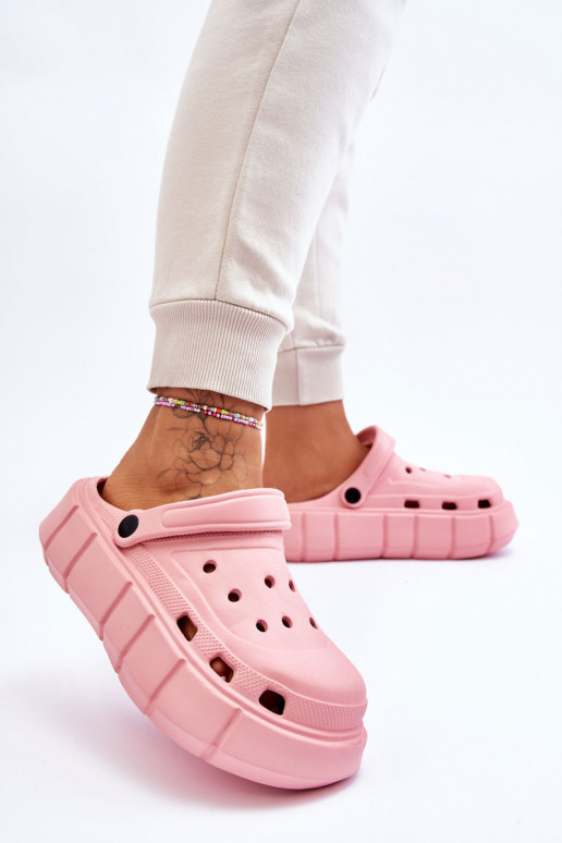 Flip-Flops im Crocs-Stil mit erhöhter Plattform pinke Farbe Beckett Flip-Flops im Crocs-Stil mit erhöhter Plattform pinke Farbe Beckett