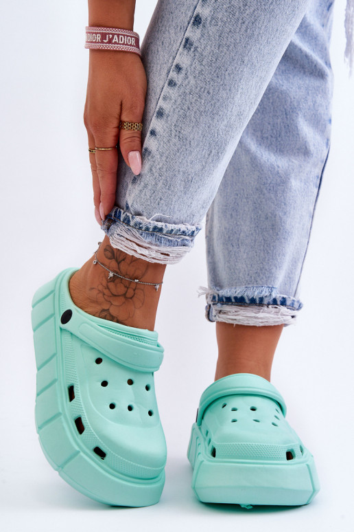 Flip-Flops im Crocs-Stil mit erhöhter Plattform Mintfarbe Beckett