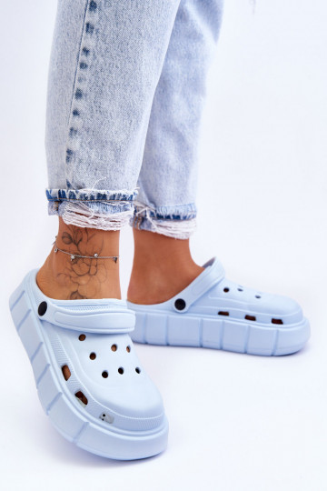 Flip-Flops im Crocs-Stil mit erhöhter Plattform Hellblau Beckett