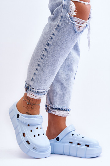 Flip-Flops im Crocs-Stil mit erhöhter Plattform Hellblau Beckett 2