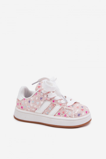 Glänzende Kinder-Sportschuhe mit Herzen in Rosa Tessina 2