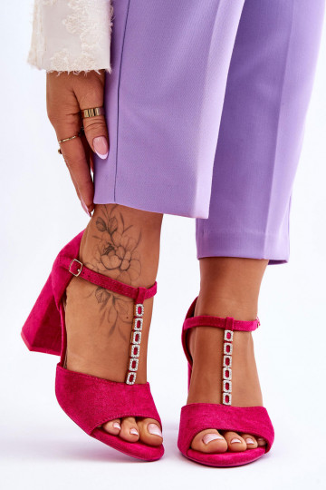 Elegante High Heels aus INildleder mit blitzenden Augen pinke Farbe Aniya