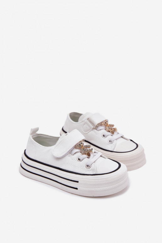 Kindisch lässige Schuhe Ze Złotą Przypinką Teddybären Zueiße Farbe Solena