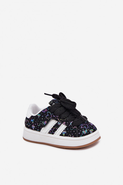 Turnschuhe Sneakers Stilvollllschuhe Kindisch mit Herzen schZuarze Farbe Mirelle