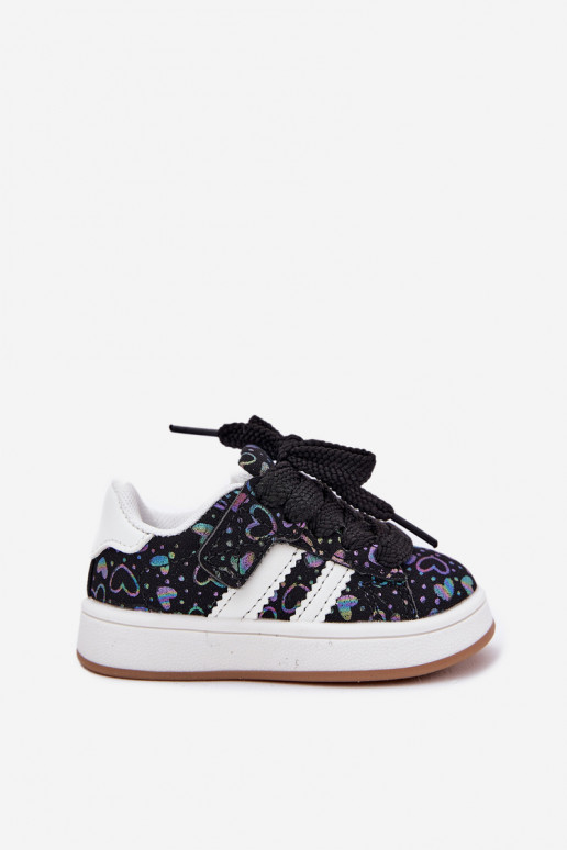 Turnschuhe Sneakers Stilvollllschuhe Kindisch mit Herzen schZuarze Farbe Mirelle