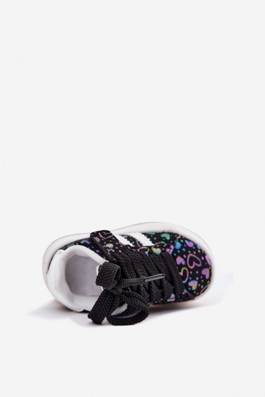 Turnschuhe Sneakers Stilvollllschuhe Kindisch mit Herzen schZuarze Farbe Mirelle