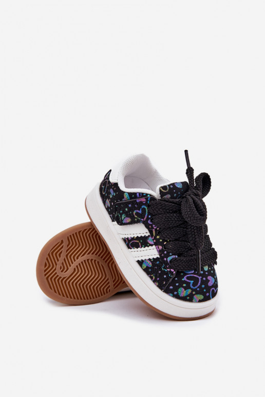 Turnschuhe Sneakers Stilvollllschuhe Kindisch mit Herzen schZuarze Farbe Mirelle