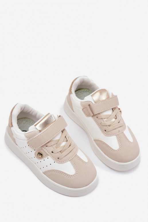 Turnschuhe Sneakers Stilvollllschuhe Kindisch mit Klebeverschlüssen Beige Zarina