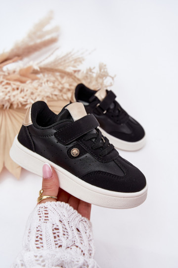 Turnschuhe Sneakers Stilvollllschuhe Kindisch mit Klebeverschlüssen schZuarze Farbe Zarina