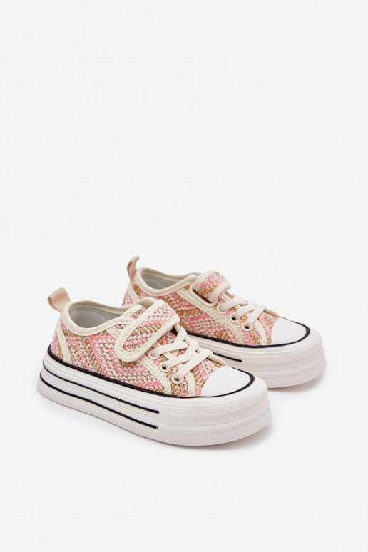 Kindisch lässige Schuhe mit Klebeverschlüssen pinke Farbe Zelina