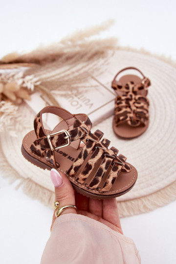 Kinder Sandalen aus Kunstleder mit Leopardenmuster "Tai tuririana"