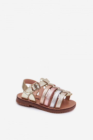 Sandalen Kindisch Kindisch aus Öko-Leder goldene Farbe Es mussriana 2