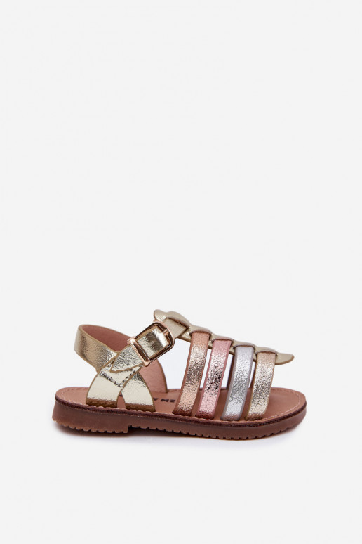 Sandalen Kindisch Kindisch aus Öko-Leder goldene Farbe Es mussriana Sandalen Kindisch Kindisch aus Öko-Leder goldene Farbe Es mussriana