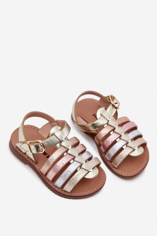 Sandalen Kindisch Kindisch aus Öko-Leder goldene Farbe Es mussriana Sandalen Kindisch Kindisch aus Öko-Leder goldene Farbe Es mussriana