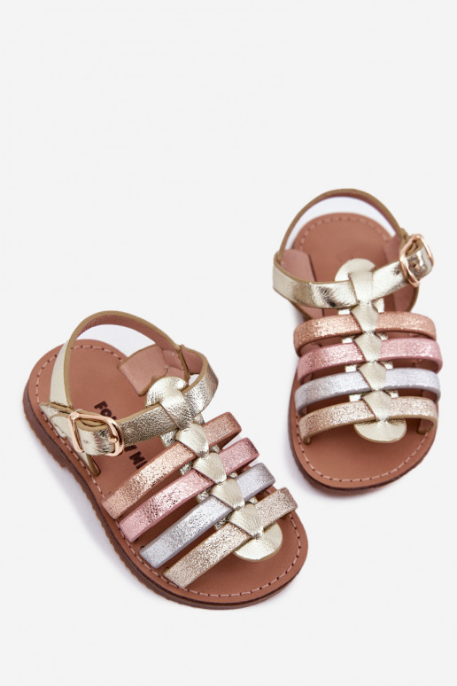 Sandalen Kindisch Kindisch aus Öko-Leder goldene Farbe Es mussriana Sandalen Kindisch Kindisch aus Öko-Leder goldene Farbe Es mussriana