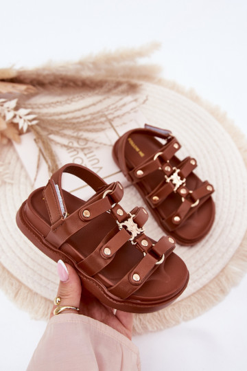 Kindisch Sandalen Ze goldene Farbem Detalem braune Farbe Lunessa