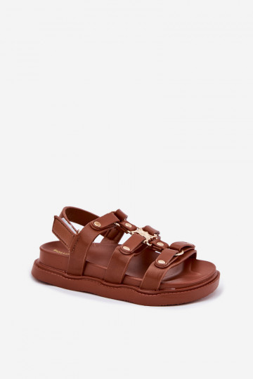 Kindisch Sandalen Ze goldene Farbem Detalem braune Farbe Lunessa 2