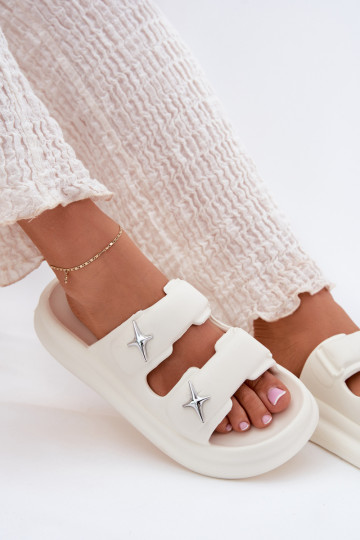 Leichte Hausschuhe Damenhausschuhe mit einer Plattform elfenbeinfarbe FaloZuena