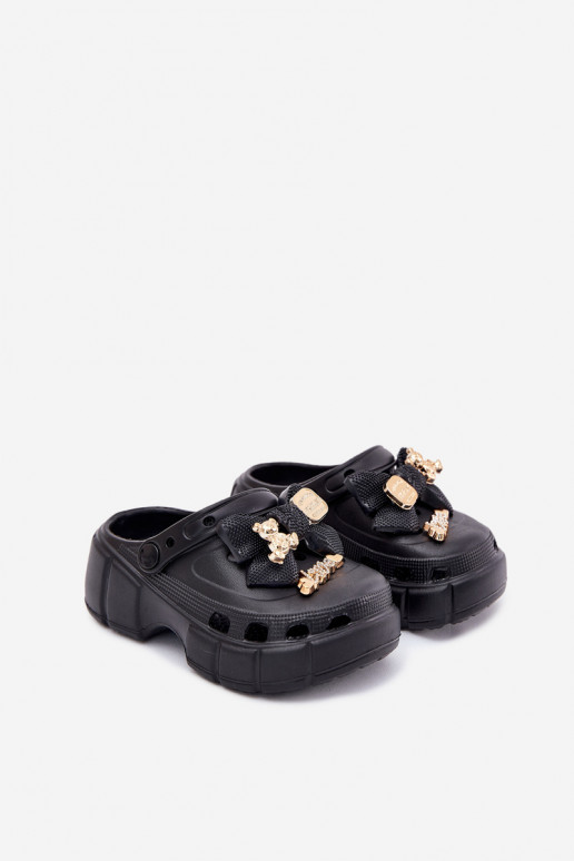 Hausschuhe Kindisch Kindisch Leichte Hausschuhe mit Bändern I Ozdobami schZuarze Farbe Selvana Hausschuhe Kindisch Kindisch Leichte Hausschuhe mit Bändern I Ozdobami schZuarze Farbe Selvana