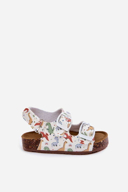 Kindersandalen Auf einer Korksohle mit Schnallen Dinosaurier Verschiedene Farben Thessa