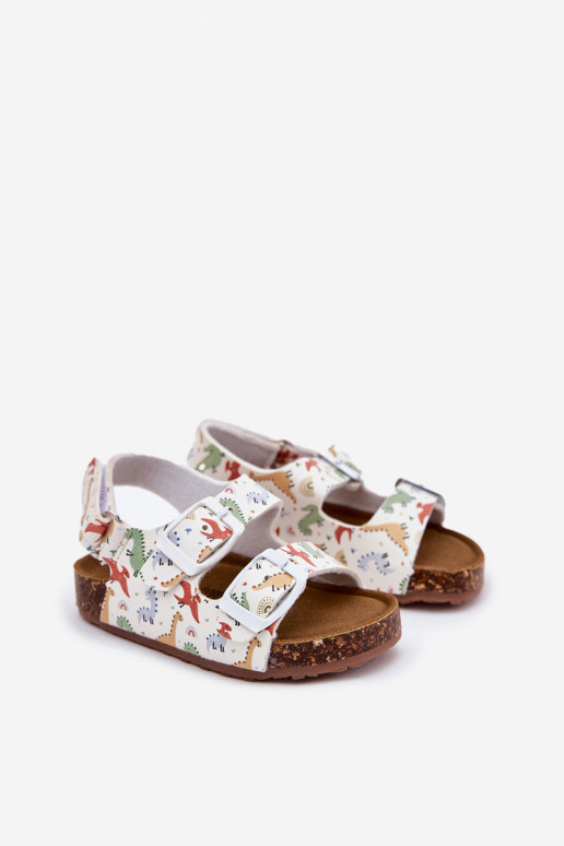 Kindersandalen Auf einer Korksohle mit Schnallen Dinosaurier Verschiedene Farben Thessa