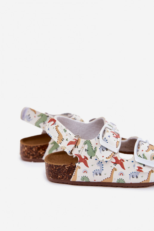 Kindersandalen Auf einer Korksohle mit Schnallen Dinosaurier Verschiedene Farben Thessa