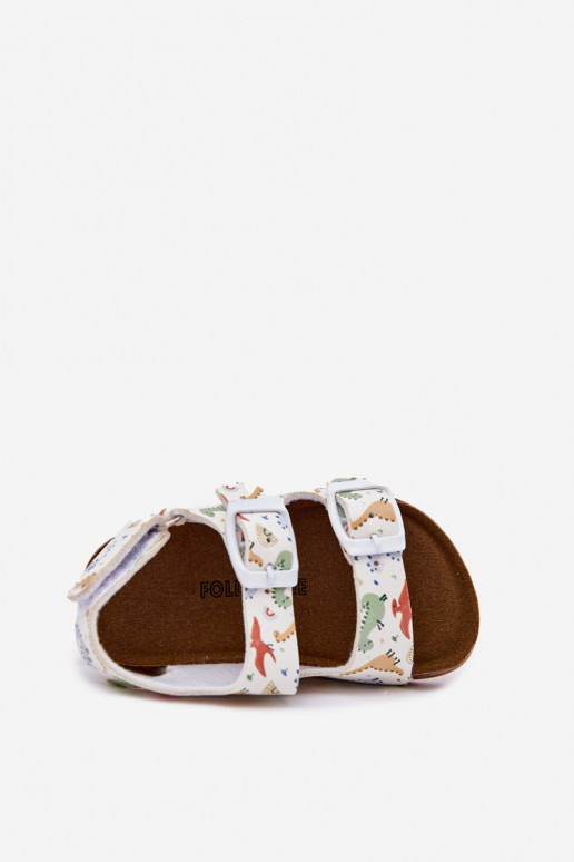 Kindersandalen Auf einer Korksohle mit Schnallen Dinosaurier Verschiedene Farben Thessa