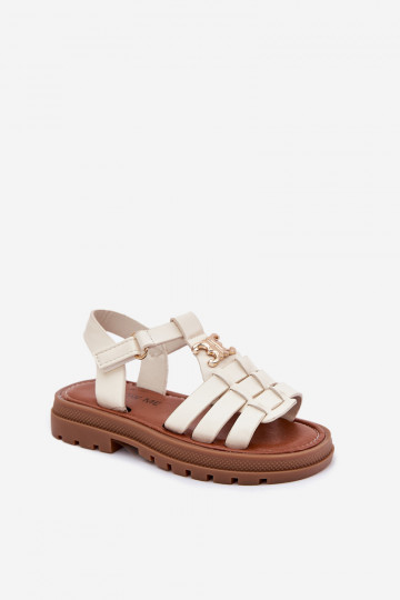 Kinder-Sandalen mit dekorativen Details in sandfarbener Farbe 2
