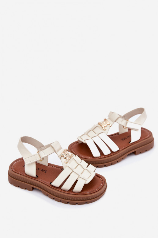 Kindisch Sandalen Mit Dekorationen Detalem Beige Serina