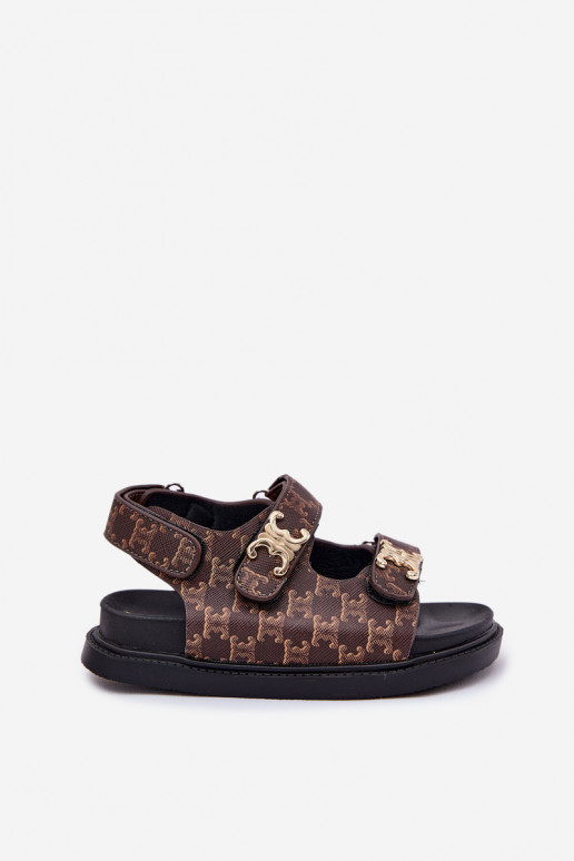 Kindersandalen mit Klebeverschlüssen Ze goldene Farbemi Detalami braune Farbe Cavina Kindersandalen mit Klebeverschlüssen Ze goldene Farbemi Detalami braune Farbe Cavina