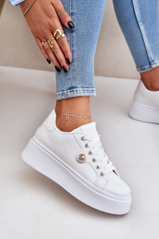 Eko Haut Sneakers Stilvollllschuhe mit einer Plattform Ze goldene Farbem Detalem Zueiße Farbe Zingie