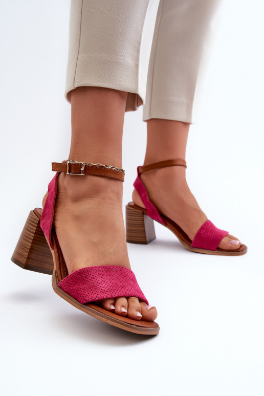 Damen-Sandalen mit hohen Absätzen Z aus Öko-INildlederu pinke Farbe Ronvia Damen-Sandalen mit hohen Absätzen Z aus Öko-INildlederu pinke Farbe Ronvia