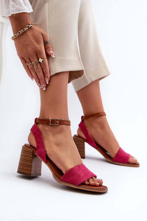 Damen-Sandalen mit hohen Absätzen Z aus Öko-INildlederu pinke Farbe Ronvia Damen-Sandalen mit hohen Absätzen Z aus Öko-INildlederu pinke Farbe Ronvia