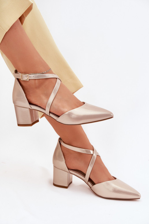 Schuhe mit Absätzen aus Öko-Leder Sergio Leone SK830 goldene Farbe