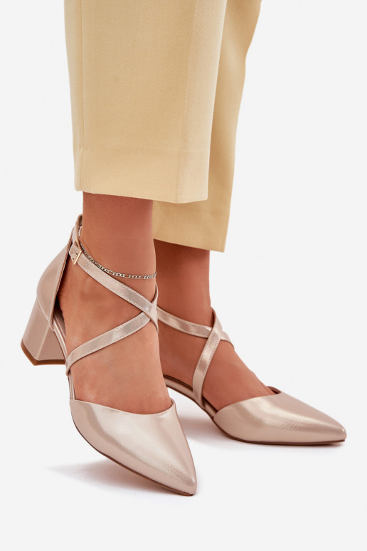 Schuhe mit Absätzen aus Öko-Leder Sergio Leone SK830 goldene Farbe