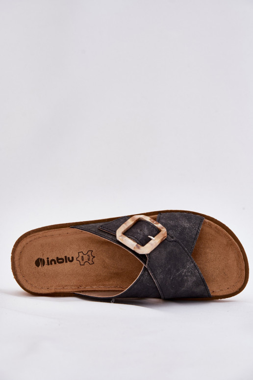 Damenhausschuhe mit Schnallen Inblu ED000025 schZuarze Farbe Damenhausschuhe mit Schnallen Inblu ED000025 schZuarze Farbe