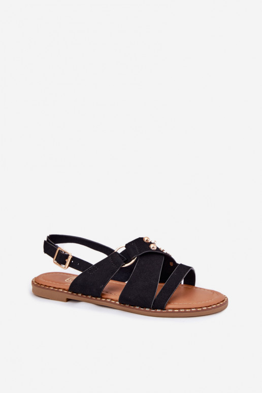 Damensandalen mit breiten Absätzen Ze goldene Farbemi Stollen schZuarze Farbe Zanira